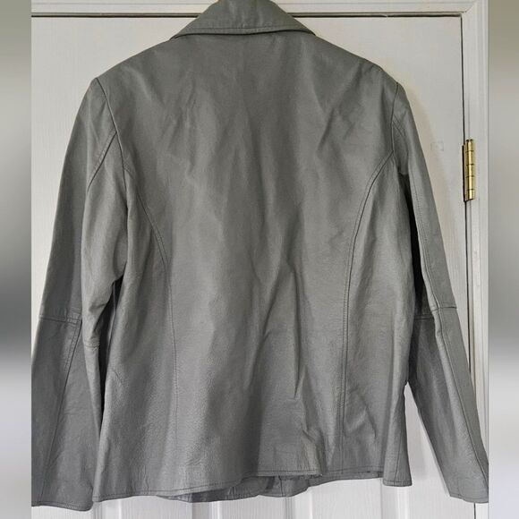 Metro Style Genuine Leather Women's Grey Jacket EUC 20/US Large - Picture 9 of 10
